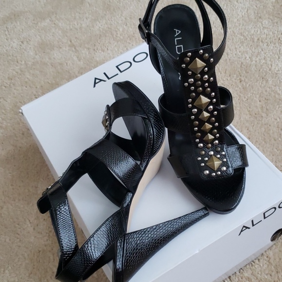 NEW! Aldo "Parrotte" Studded Black Gladiator Heel - Picture 8 of 8